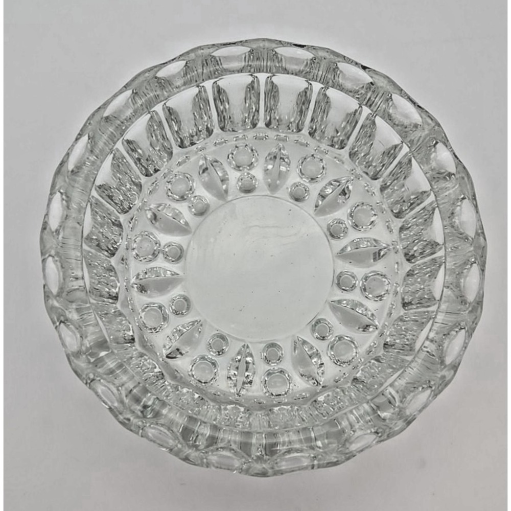 Vintage Glass Crystal Dish Marked KIG Indonesia Jewelry Vanity Decorative Bowl